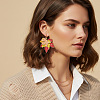 Alloy Enamel Maple Leaf Dangle Earrings for Women WG7F916-01-3