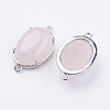 Brass Natural Rose Quartz Links connectors X-G-E398-04R-1