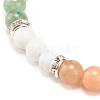 Natural Red Aventurine & Gemstone Round Beaded Bracelet for Women BJEW-JB08336-04-5