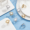 8Pcs 2 Colors 304 Stainless Steel Open Cuff Ring Components STAS-UN0056-94-2