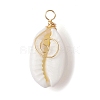 5Pcs Natural Cowrie Shell Copper Wire Wrapped Vortex Pendants PALLOY-JF02463-3