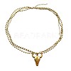 Brass Cattle Head Pendant 304 Stainless Steel Chain 3-Strand Necklaces for Women WG2675A-01-1