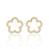 Sweet and Cute Silver Earrings with Zirconia Flower Design QK5383-1-1