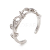 Rack Plating Brass with Clear Cubic Zirconia Open Cuff Ring Settings KK-G455-12P-1