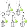 5Pcs Opaque Acrylic Tennis with Alloy Tennis Racket Keychains KEYC-YW00243-01-1