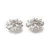 Flower Brass Clear Cubic Zirconia Bead Caps KK-V008-07P-2