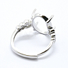 Rhodium Plated 925 Sterling Silver Finger Ring Components STER-G027-04P-3