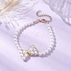 Shell Pearl Link Bracelets BJEW-JB11374-2