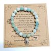 Olycraft Natural Amazonite Beaded Stretch Bracelet with Alloy Beetle Charm BJEW-OC0001-16-2
