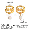 304 Stainless Steel Freshwater Pearl Dangle Stud Earrings for Women VW9874-6