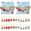 Christmas Alloy Enamel Tree & Gifts Box & Penguin & Snowman & Stocking & Glove Pendant Locking Stitch Markers HJEW-AB00066-1