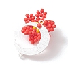 Glass Seed Beaded Moon & Flower Pendants PALLOY-MZ01185-04-4