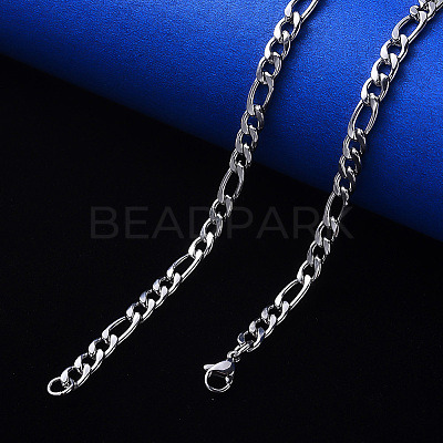 Non-Tarnish 304 Stainless Steel Figaro Chain Necklaces NJEW-S420-003A-P-1