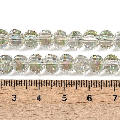 Electroplate Transparent Glass Beads Strands EGLA-B011-08A-HR04-1