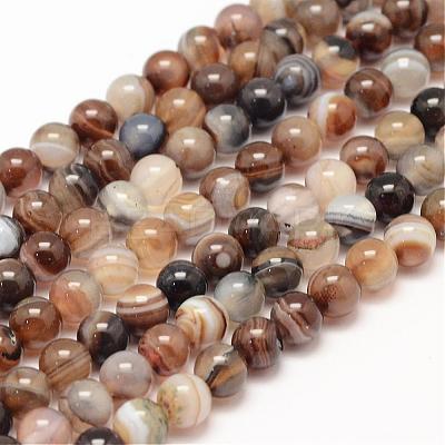 Natural Striped Agate/Banded Agate Bead Strands G-K155-A-6mm-14-1