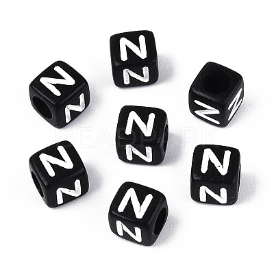 Initial Acrylic Horizontal Hole Beads OACR-ZX006-35N-1