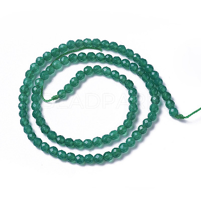 Natural Dyed & Heated Green Onyx Agate Beads Strands X-G-F596-12B-4mm-1
