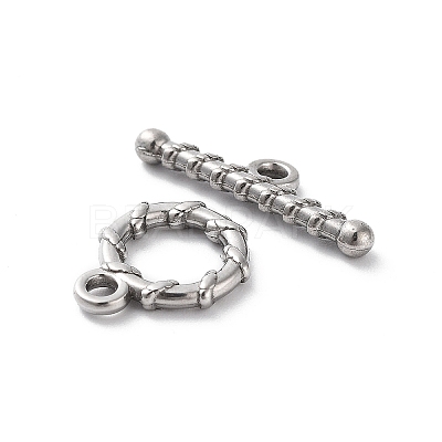 Non-Tarnish 304 Stainless Steel Ring Toggle Clasps STAS-A092-09D-P-1