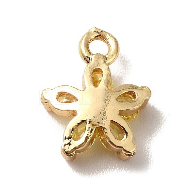 Brass Cubic Zirconia Flower Charms KK-O141-01G-04-1