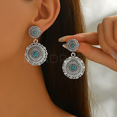 Zinc Alloy & Acrylic Stud Dangle Earrings WG70D1A-02-1