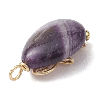Natural Amethyst Copper Wire Wrapped Pendants PALLOY-JF02598-02-1