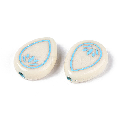 Painted Opaque Acrylic Beads OACR-T029-02V-1