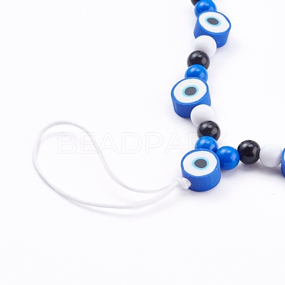 Polymer Clay Evil Eye Mobile Straps HJEW-JM00418-1