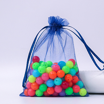 Rectangle Organza Drawstring Bags CON-PW0001-054D-03-1
