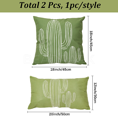 2Pcs 2 Styles Green Series Nordic Style Geometry Abstract Polyester Throw Pillow Covers AJEW-DJ0004-01B-1