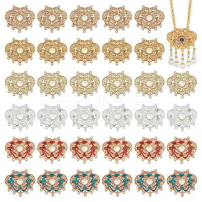 36Pcs 6 Colors Alloy Connector Cabochon Settings FIND-PH0061-67-1