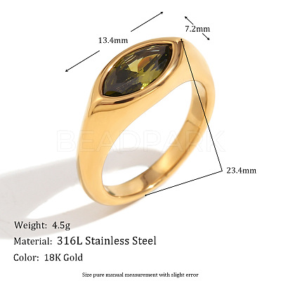 316L Stainless Steel with Cubic Zirconia Finger Rings FS-WGB17C9-12-1