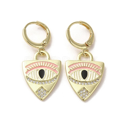Horse Eye Real 18K Gold Plated Brass Dangle Leverback Earrings EJEW-Q797-24G-01-1