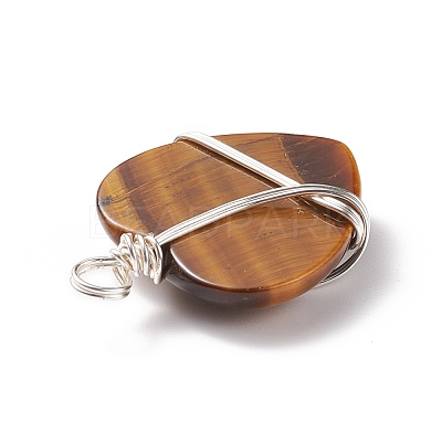 Natural Tiger Eye Pendants PALLOY-JF01663-04-1