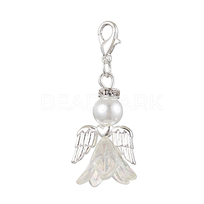 Wedding Season Angel Glass Pearl & Acrylic Pendant Decorations HJEW-JM01918-1