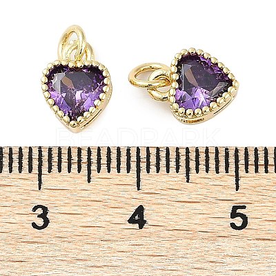 Real 18K Gold Plated Brass Inlaid Cubic Zirconia Charms ZIRC-L100-074G-03-1