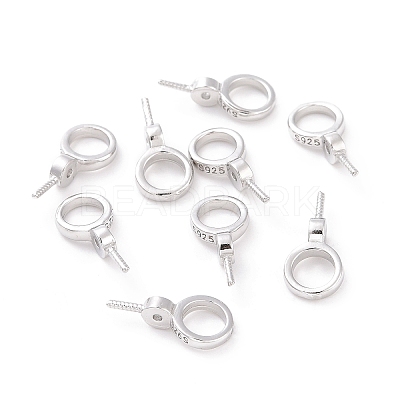 Anti-Tarnish Rhodium Plated 925 Sterling Silver Screw Eye Peg Bails STER-D035-46P-1