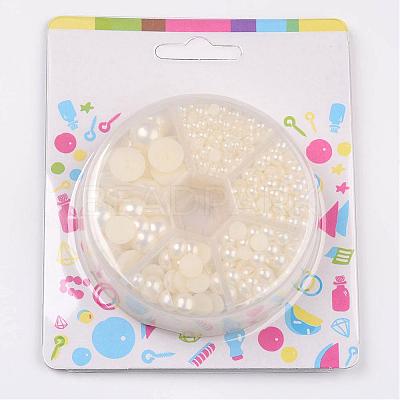 1Box ABS Plastic Imitation Pearl Dome Cabochons SACR-JP0001-24-1