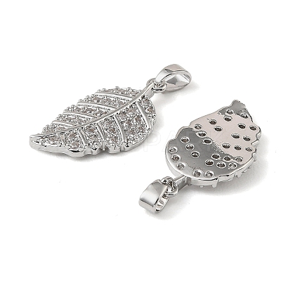 Brass Micro Pave Clear Cubic Zirconia Charms KK-A290-01B-P-1