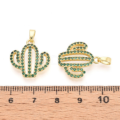 Brass Micro Pave Cubic Zirconia Pendants X-KK-N257-71G-1