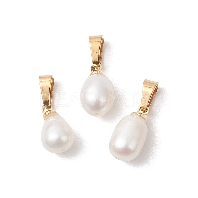 Natural Cultured Freshwater Pearl Rice Charms PALLOY-JF04823-1