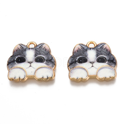 Rack Plating Printed Alloy Pendants ENAM-N055-177J-1