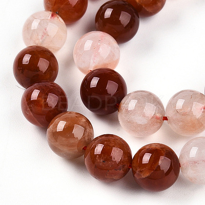 Natural Red Hematoid Quartz Beads Strands G-T140-8mm-01-1