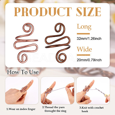 2Pcs 2 Colors Iron Yarn Guide Finger Holders DIY-TA0011-15-1