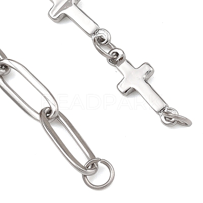 304 Stainless Steel Paperclip Chain and Cross Link Chain Bracelet Making AJEW-JB01642-1