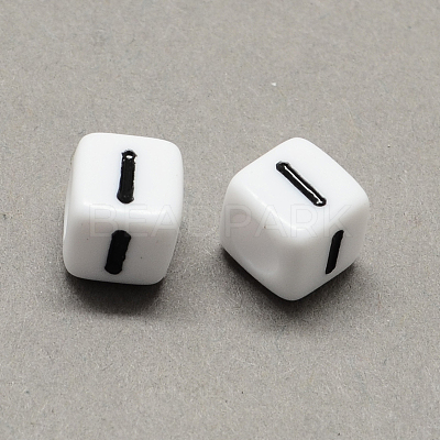 Large Hole Acrylic Letter European Beads SACR-Q103-7mm-01I-1