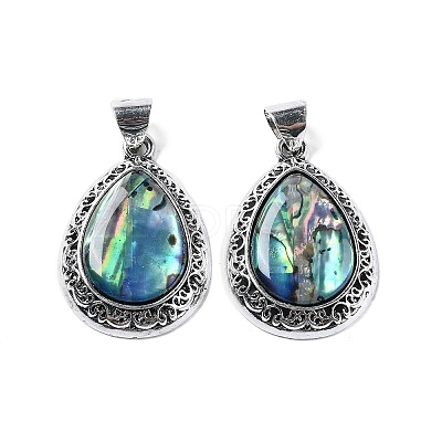 Natural Paua Shell Teardrop Pendants FIND-A036-02AS-02-1