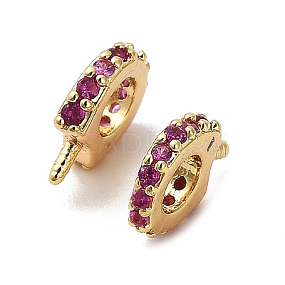 Horse Shoes Rack Plating Brass Micro Pave Cubic Zirconia Pendant Bails KK-S397-07B-1