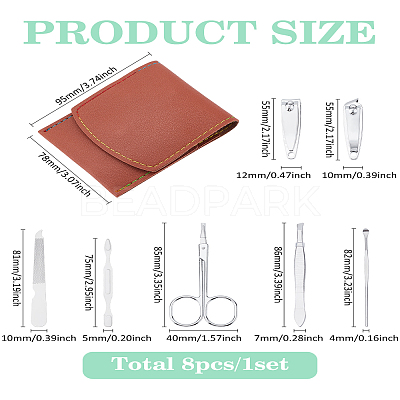 PVC Leather Case & Zinc Alloy & Carbon Steel Manicure Tools Sets: EarPicks MRMJ-WH0086-62A-1