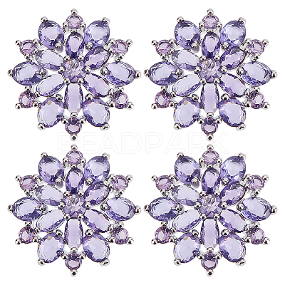 4Pcs Brass Micro Pave Cubic Zirconia Buttons DIY-FG0007-82A-1