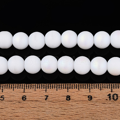 Frosted Opaque Glass Beads Strands GLAA-T032-P8mm-MBB02-1